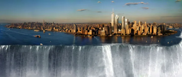 Photomontage fantastique dans les rues de New York